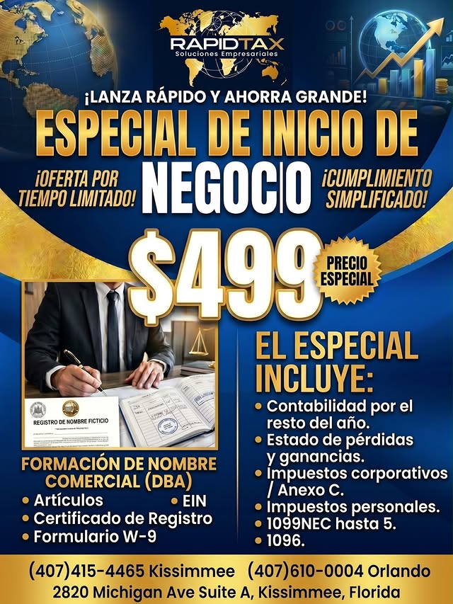 Especial de Inicio de Negocio $499 Todo Incluido